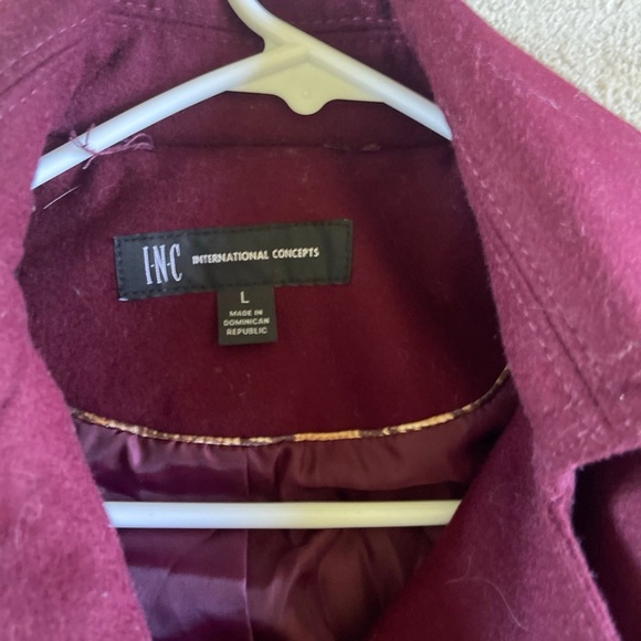BNWT Burgundy INC international concepts flare babydoll skirted coat - Picture 2 of 4